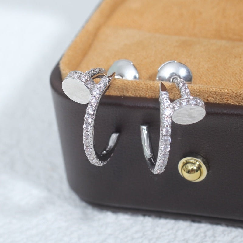 [Zalyn Jewelry ]JUSTE EARRINGS 12.75MM SILVER DIAMOND