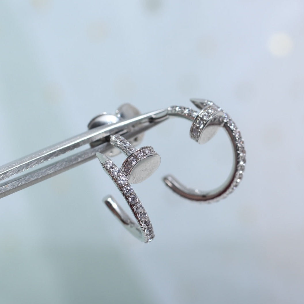 [Zalyn Jewelry ]JUSTE EARRINGS 12.75MM SILVER DIAMOND