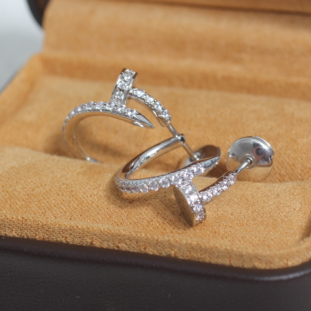 [Zalyn Jewelry ]JUSTE EARRINGS 12.75MM SILVER DIAMOND