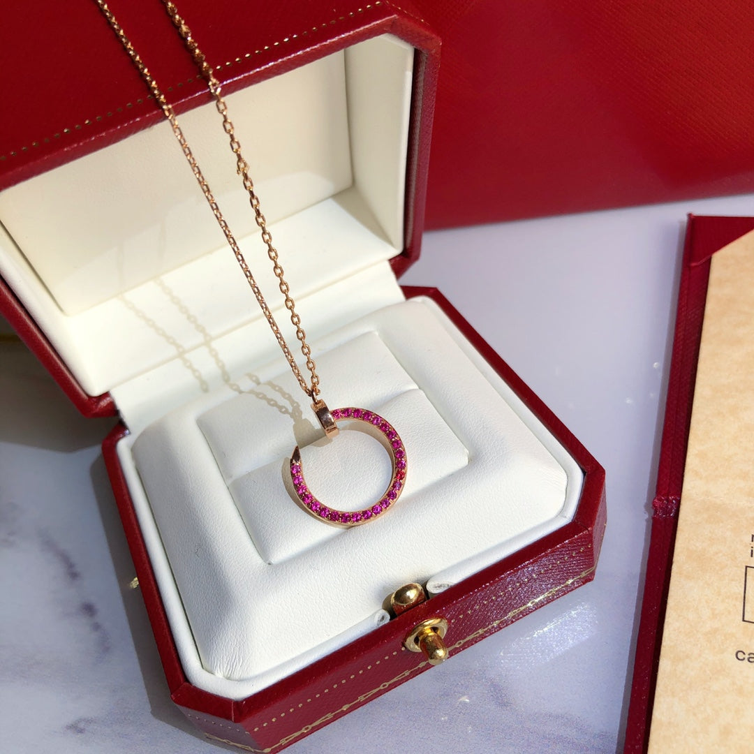 [Zalyn Jewelry ]JUSTE NECKLACE GOLD RED DIAMONDS