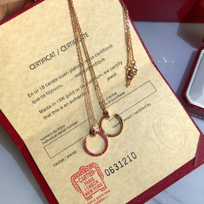 [Zalyn Jewelry ]JUSTE NECKLACE GOLD RED DIAMONDS