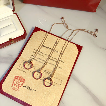 [Zalyn Jewelry ]JUSTE NECKLACE GOLD RED DIAMONDS
