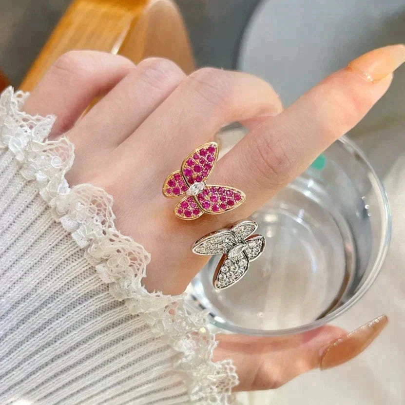 [Zalyn Jewelry ]TWIN BUTTERFLY DIAMOND RING