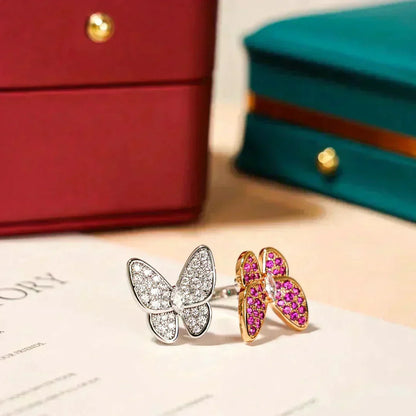 [Zalyn Jewelry ]TWIN BUTTERFLY DIAMOND RING