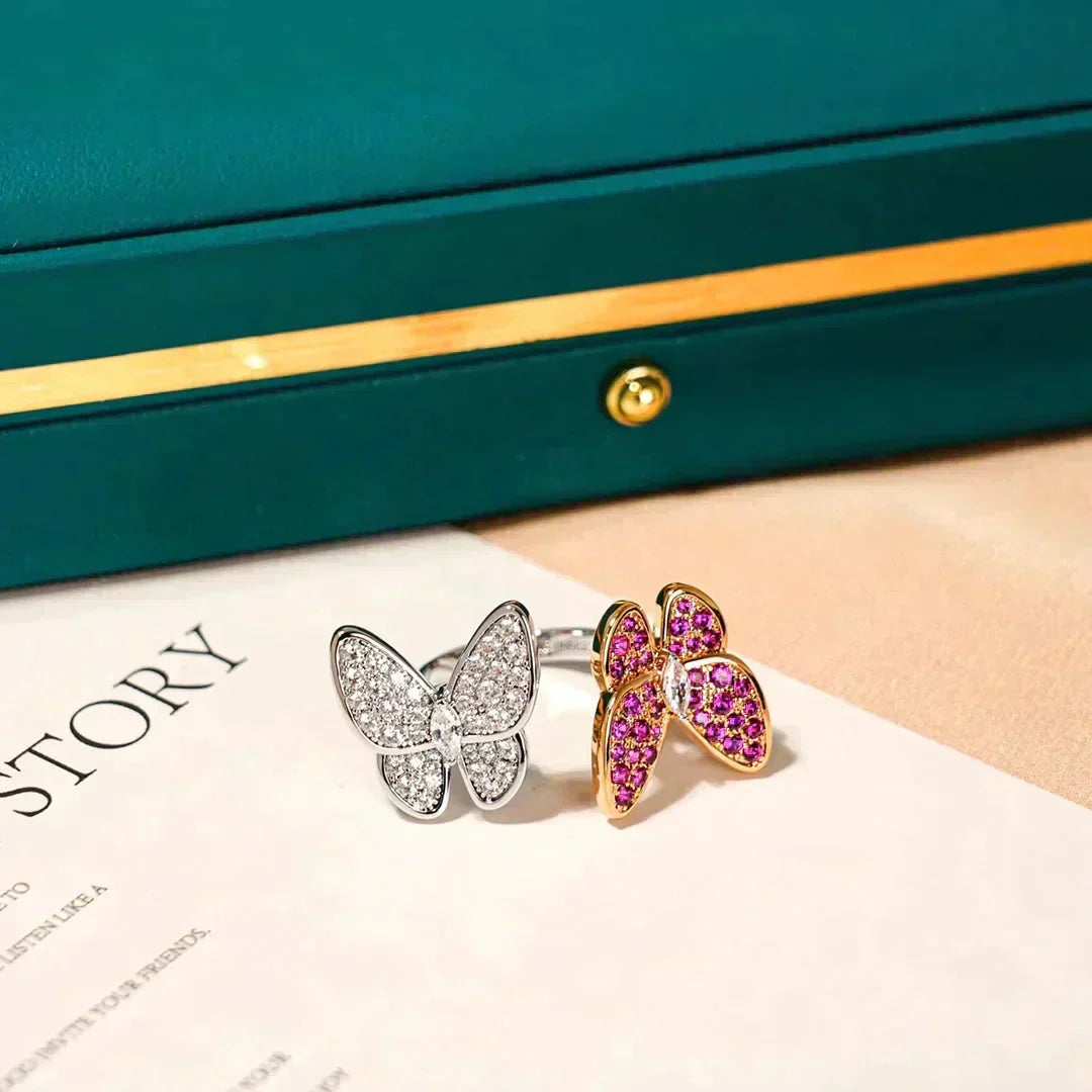 [Zalyn Jewelry ]TWIN BUTTERFLY DIAMOND RING