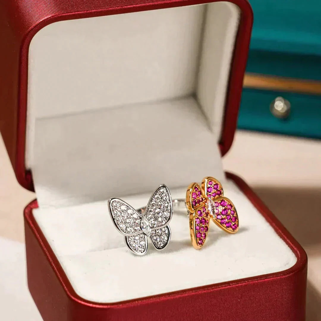 [Zalyn Jewelry ]TWIN BUTTERFLY DIAMOND RING
