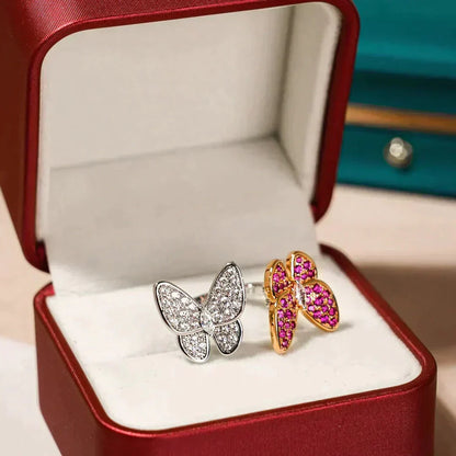 [Zalyn Jewelry ]TWIN BUTTERFLY DIAMOND RING