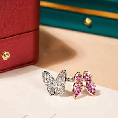 [Zalyn Jewelry ]TWIN BUTTERFLY DIAMOND RING