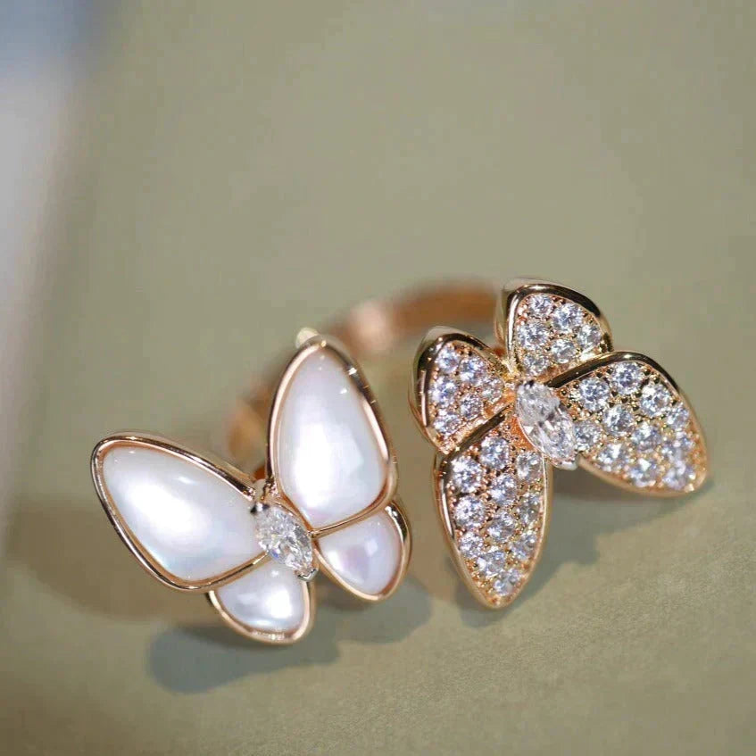 [Zalyn Jewelry ]TWIN BUTTERFLY DIAMOND MOP RING