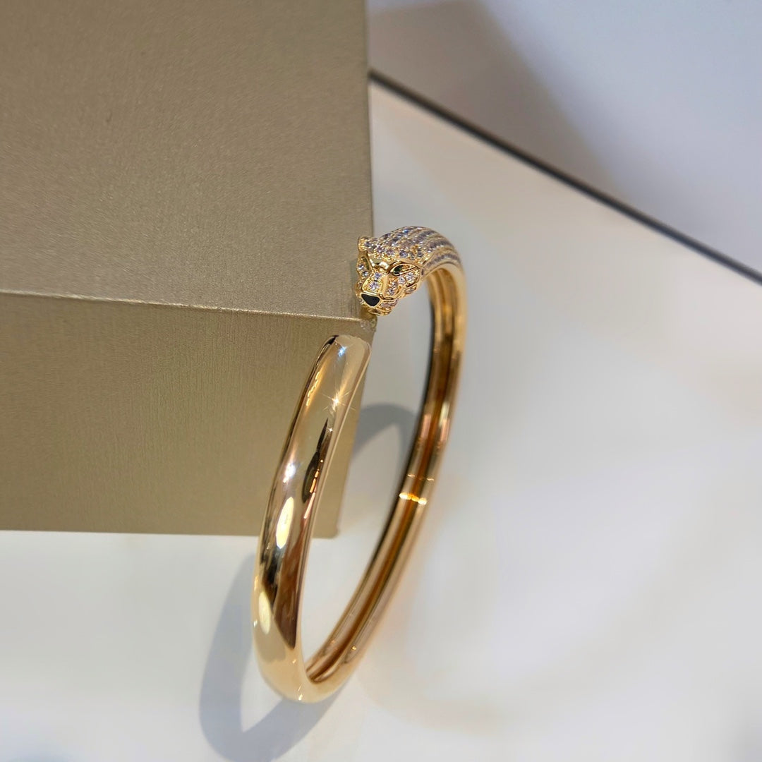 [Zalyn Jewelry ]PANTHERE GOLD DIAMOND OPEN BRACELET