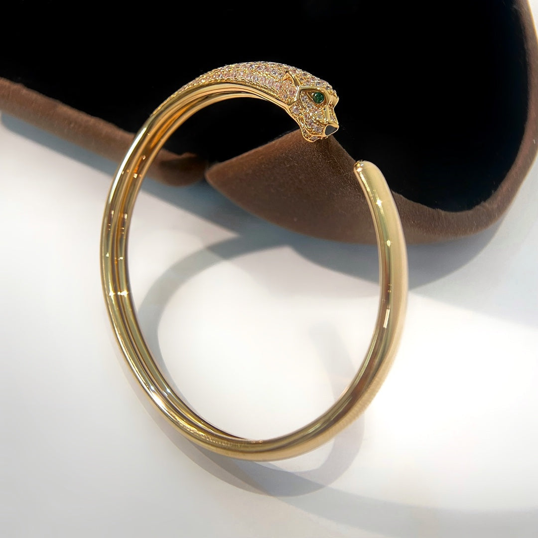 [Zalyn Jewelry ]PANTHERE GOLD DIAMOND OPEN BRACELET