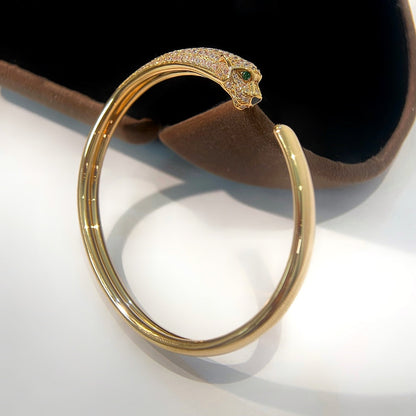 [Zalyn Jewelry ]PANTHERE GOLD DIAMOND OPEN BRACELET