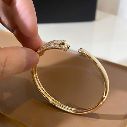 [Zalyn Jewelry ]PANTHERE GOLD DIAMOND OPEN BRACELET