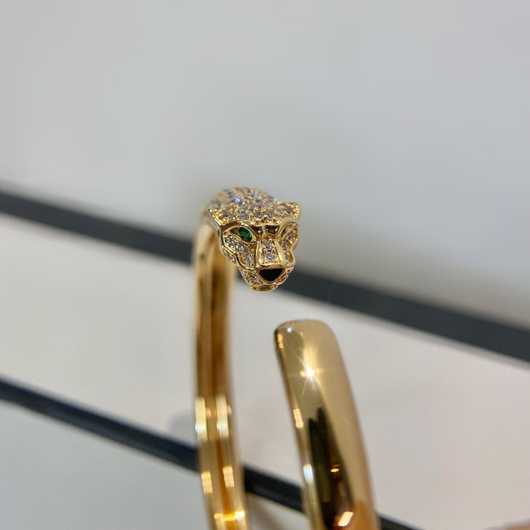 [Zalyn Jewelry ]PANTHERE GOLD DIAMOND OPEN BRACELET