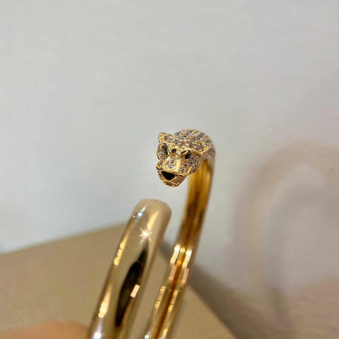 [Zalyn Jewelry ]PANTHERE GOLD DIAMOND OPEN BRACELET