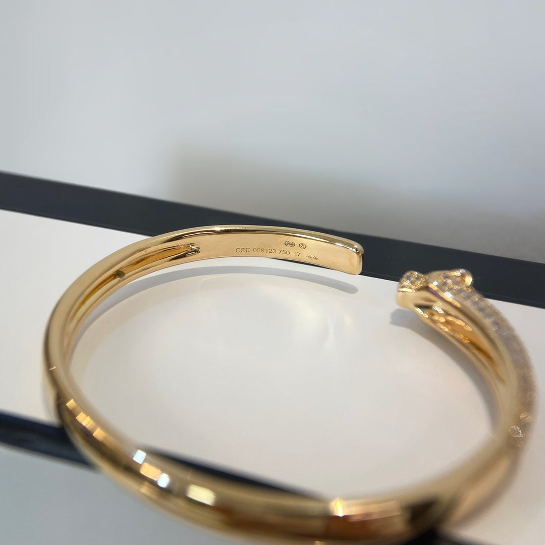 [Zalyn Jewelry ]PANTHERE GOLD DIAMOND OPEN BRACELET