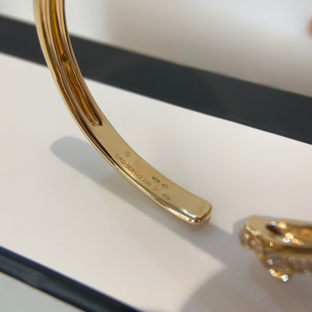 [Zalyn Jewelry ]PANTHERE GOLD DIAMOND OPEN BRACELET