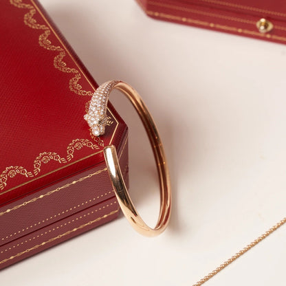 [Zalyn Jewelry ]PANTHERE ROSE GOLD DIAMOND OPEN BRACELET