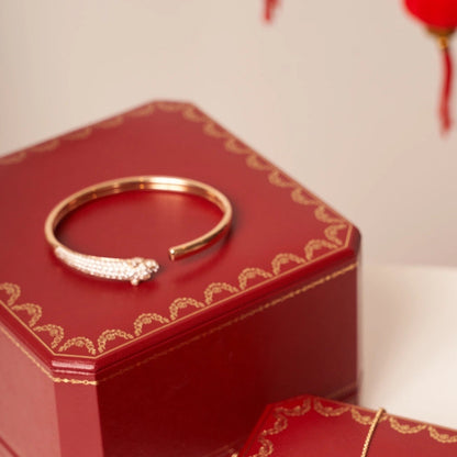 [Zalyn Jewelry ]PANTHERE ROSE GOLD DIAMOND OPEN BRACELET