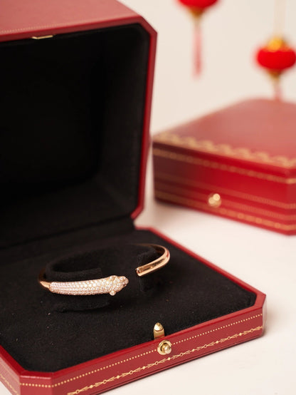 [Zalyn Jewelry ]PANTHERE ROSE GOLD DIAMOND OPEN BRACELET