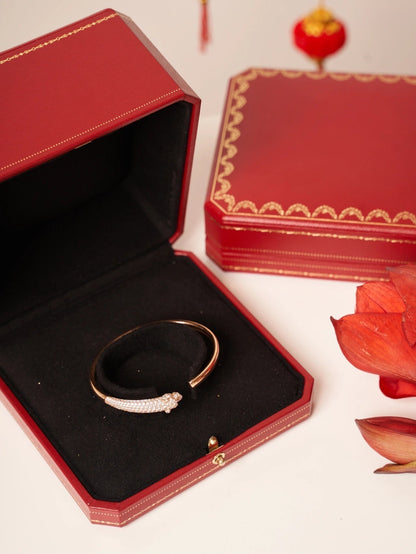 [Zalyn Jewelry ]PANTHERE ROSE GOLD DIAMOND OPEN BRACELET
