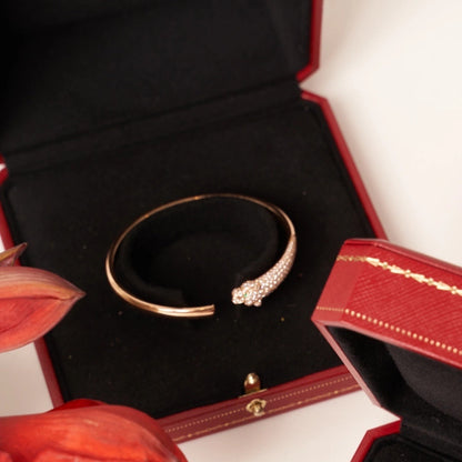 [Zalyn Jewelry ]PANTHERE ROSE GOLD DIAMOND OPEN BRACELET
