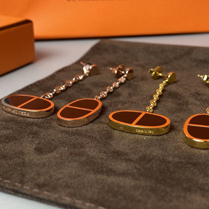 [Zalyn]CHAINE VERSO BLACK CERAMIC EARRINGS