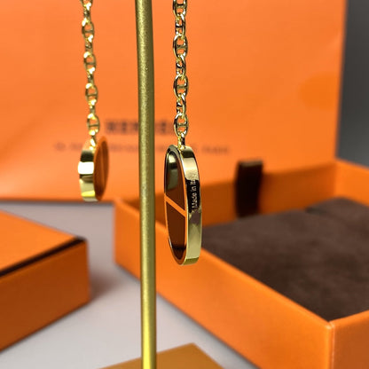 [Zalyn]CHAINE VERSO BLACK CERAMIC EARRINGS