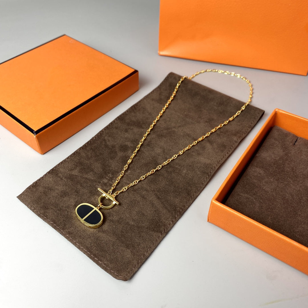 [Zalyn]CHAINE VERSO BLACK CERAMIC NECKLACE