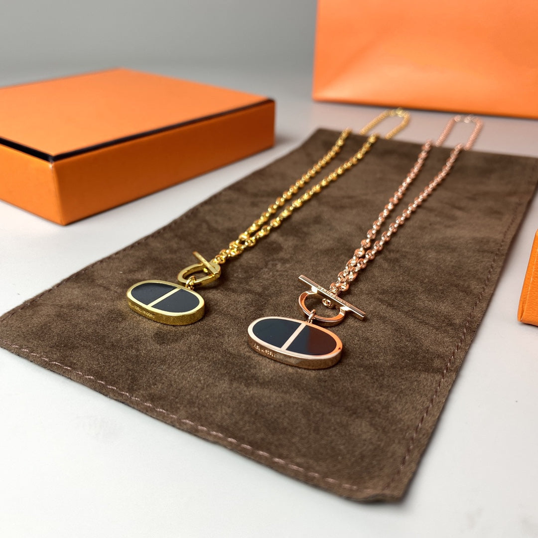 [Zalyn]CHAINE VERSO BLACK CERAMIC NECKLACE