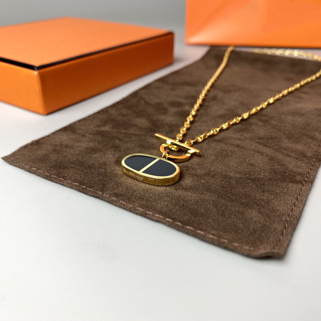 [Zalyn]CHAINE VERSO BLACK CERAMIC NECKLACE