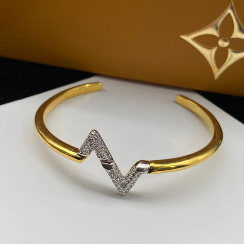 [Zalyn]VOLTE UPSITE DOWN DIAMOND GOLD OPEN BRACELET