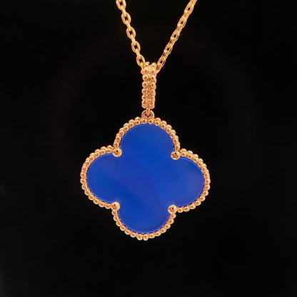 [Zalyn Jewelry ]CLOVER 25MM NECKLACE TURQUOISE ROSE GOLD