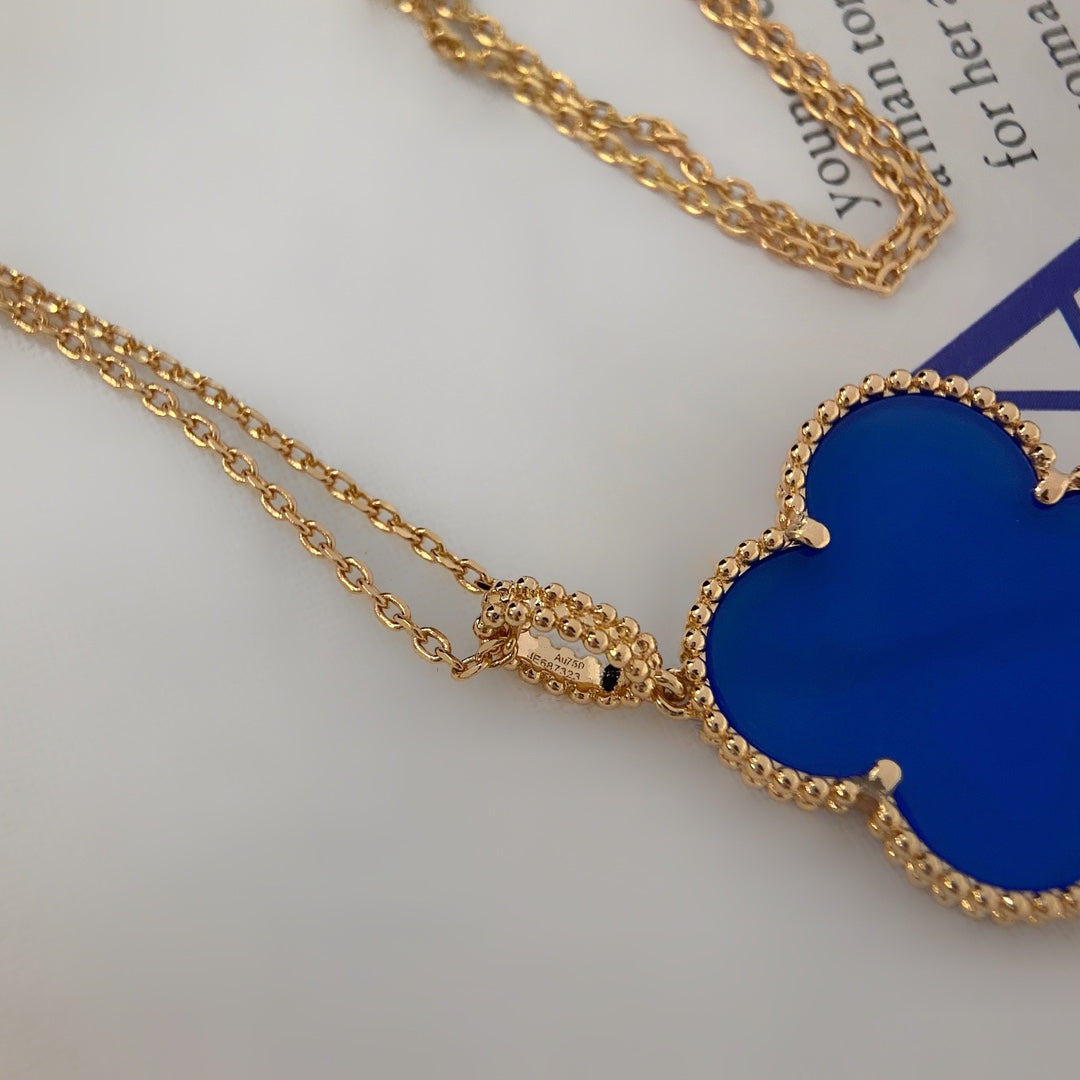 [Zalyn Jewelry ]CLOVER 25MM NECKLACE TURQUOISE ROSE GOLD