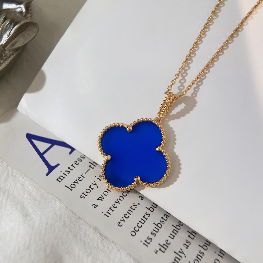 [Zalyn Jewelry ]CLOVER 25MM NECKLACE TURQUOISE ROSE GOLD