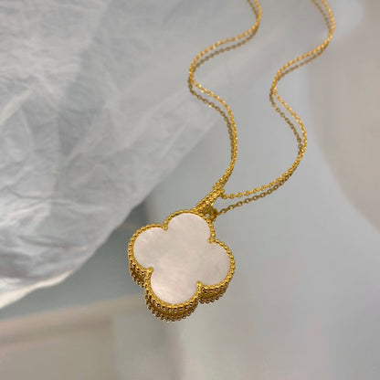 [Zalyn Jewelry ]CLOVER 25MM MOP LARGE PENDANT NECKLACE