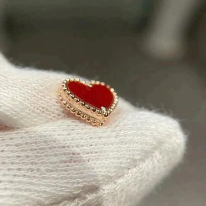 [Zalyn Jewelry ]HEART CARNELIAN STUD EARRINGS