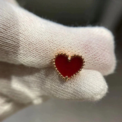 [Zalyn Jewelry ]HEART CARNELIAN STUD EARRINGS