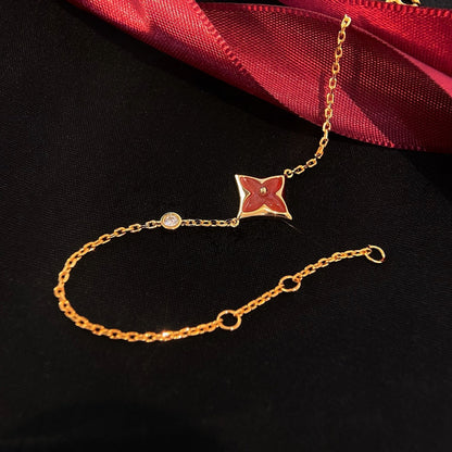 [Zalyn]COLOR STAR CARNELIAN ROSE GOLD DIAMOND BRACELET