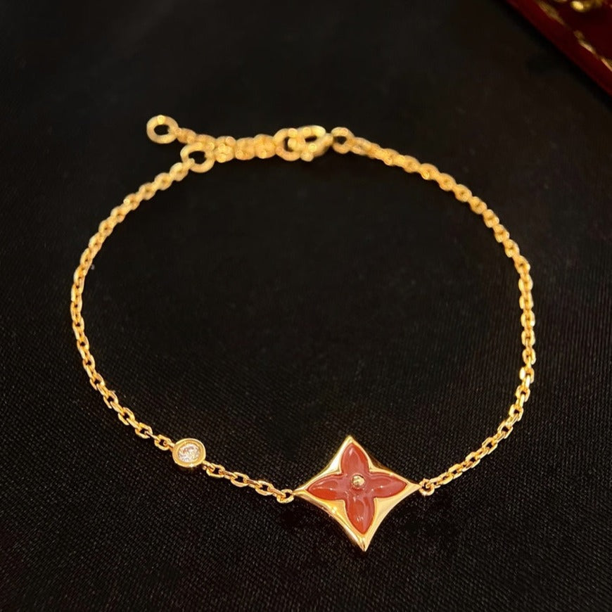 [Zalyn]COLOR STAR CARNELIAN ROSE GOLD DIAMOND BRACELET