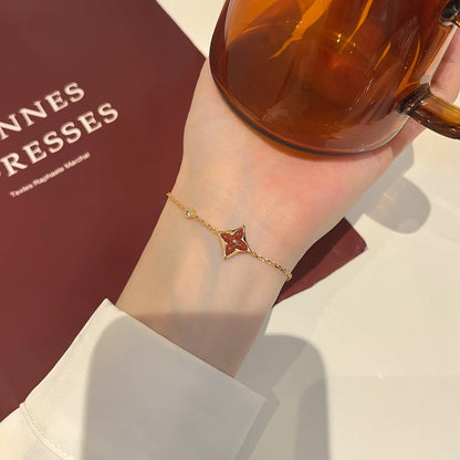 [Zalyn]COLOR STAR CARNELIAN ROSE GOLD DIAMOND BRACELET