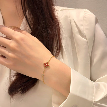 [Zalyn]COLOR STAR CARNELIAN ROSE GOLD DIAMOND BRACELET