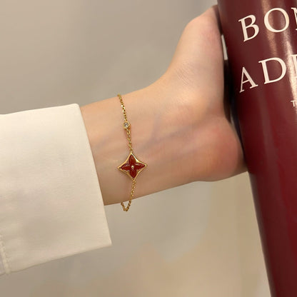 [Zalyn]COLOR STAR CARNELIAN ROSE GOLD DIAMOND BRACELET