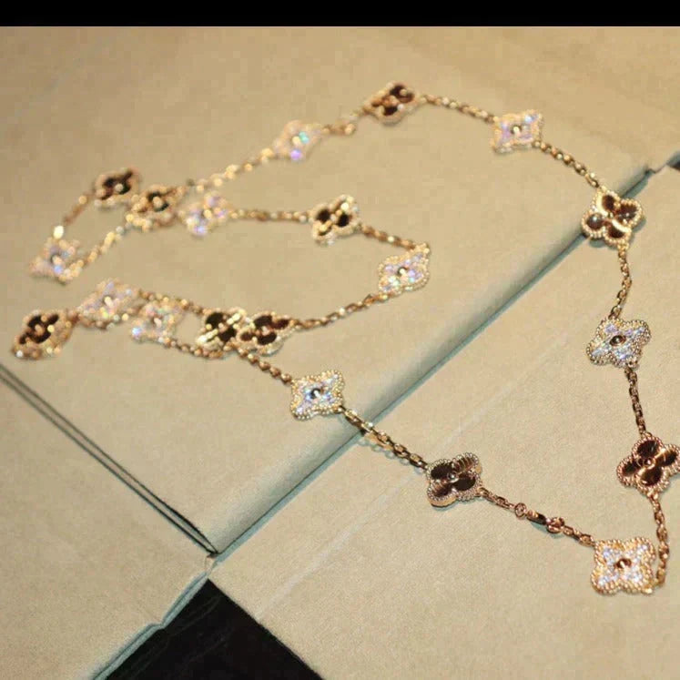 [Zalyn Jewelry ]CLOVER 20 MOTIFS LASER DIAMOND NECKLACE