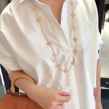[Zalyn Jewelry ]CLOVER 20 MOTIFS LASER DIAMOND NECKLACE