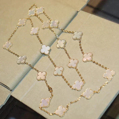 [Zalyn Jewelry ]CLOVER 20 MOTIFS WHITE MOP NECKLACE