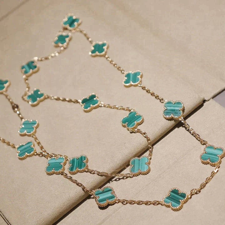 [Zalyn Jewelry ]CLOVER 20 MOTIFS MALACHITE GOLD