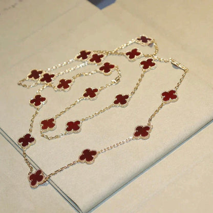 [Zalyn Jewelry ]CLOVER 20 MOTIFS CARNELIAN NECKLACE