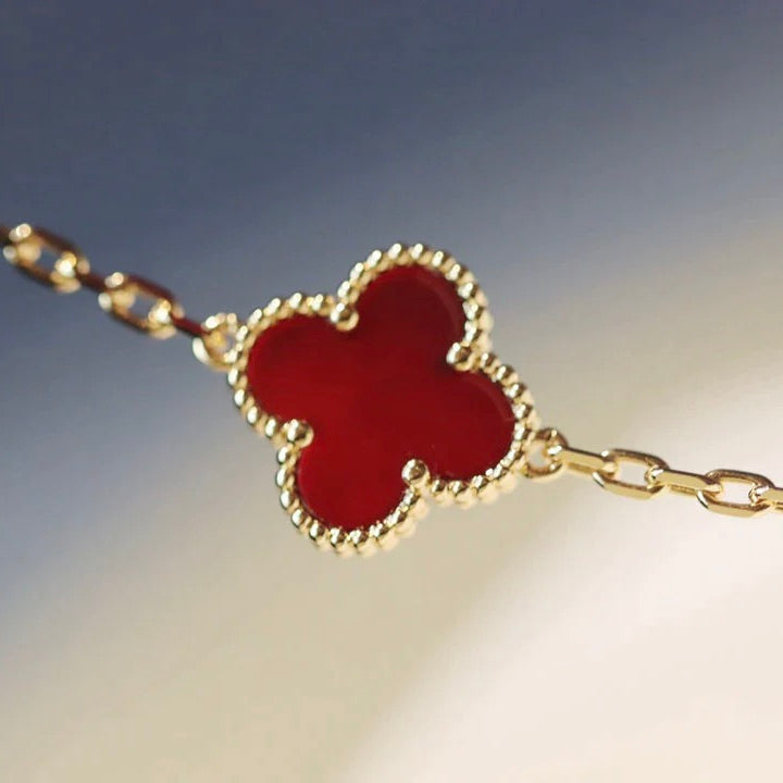 [Zalyn Jewelry ]CLOVER 20 MOTIFS CARNELIAN NECKLACE