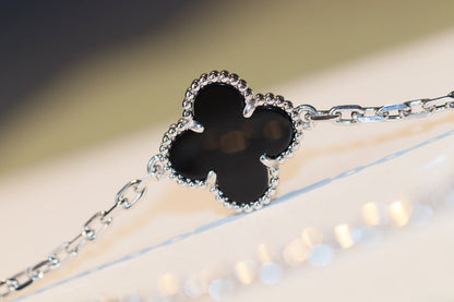 [Zalyn Jewelry ]CLOVER 20 MOTIFS ONYX DIAMOND SILVER